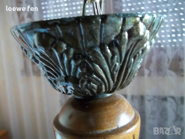 Полилей абажур CHANDELIER орех и бронз дърво метал ! Старинен античен антикварен !, снимка 9 - Полилеи - 39377537