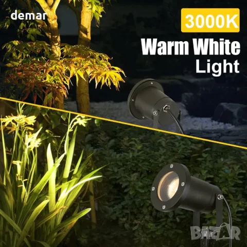 Градински прожектори OMSEN Захранвани от мрежата 7 W Топло бяло 3000K, Сменяеми крушки GU10, 2 броя, снимка 5 - Външни лампи - 47432810