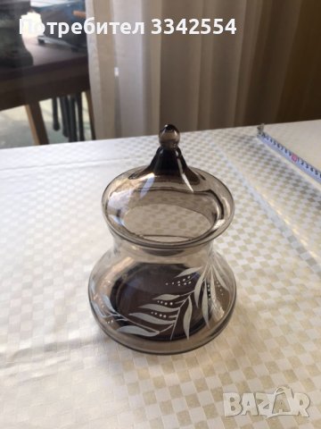 БОНБОНИЕРА БУРКАН СТЪКЛО КАПАК ОРНАМЕНТИ, снимка 1