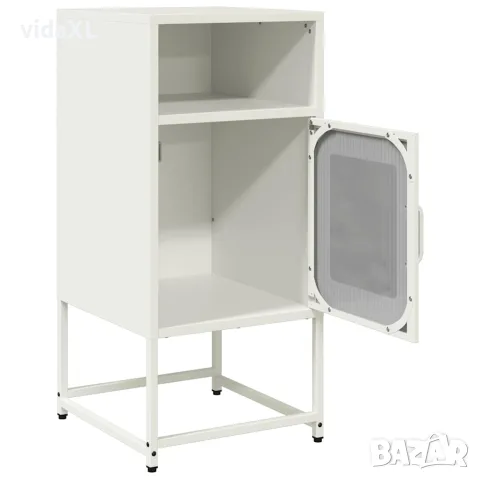 vidaXL Нощно шкафче бяло 36x39x78 cm Студено валцувана стомана, снимка 5 - Бюфети - 56148271