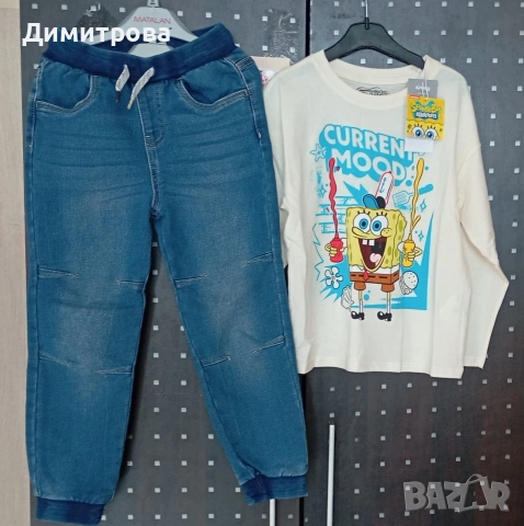 дънки и нова блузка размер 5-6г 116см