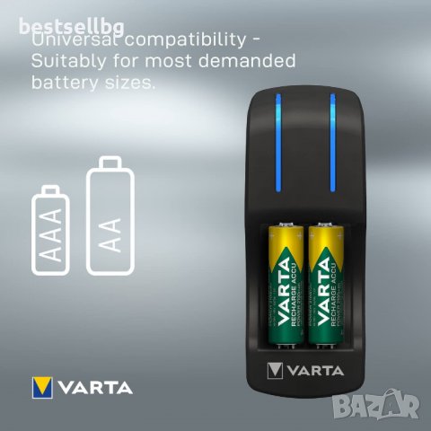 Компактно зарядно устройство VARTA за акумулаторни батерии AA и AAA, снимка 1 - Друга електроника - 37084610