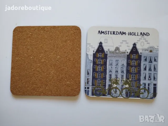 6 бр Дървени подложки за чаши Амстердам, снимка 3 - Други - 47458371