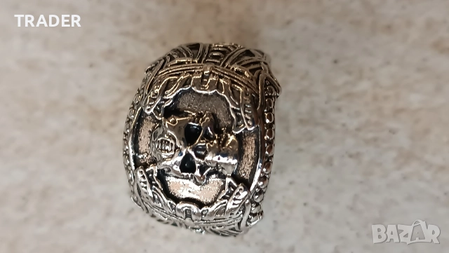 Готически пръстен с череп амулет гривна висулка, снимка 5 - Пръстени - 30904383