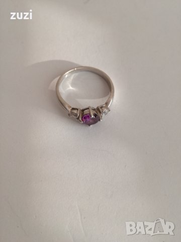 Сребърен пръстен с аметист - 925 сребро, снимка 2 - Пръстени - 30749190