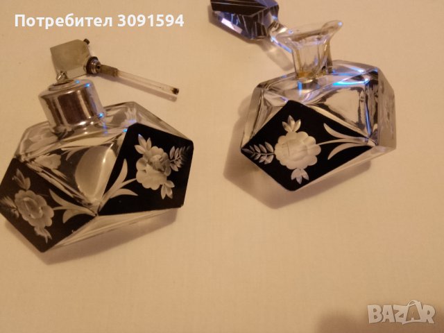  Арт Деко -1920г"Кристални бутилки за парфюми с  декорация цветя - арт деко"  , снимка 18 - Антикварни и старинни предмети - 42794251
