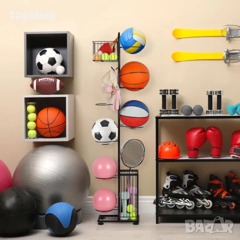Nandae 7-степенна стойка за съхранение на топки и други спортни стоки, свободностояща, метална, снимка 6 - Други стоки за дома - 50578079