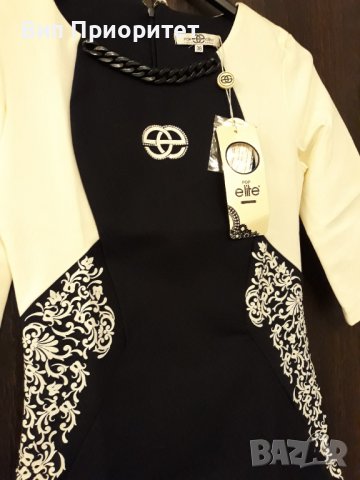 Маркова рокля POP ELITE , Италия , чисто нова с етикета, №38 , с орнаменти , камъни , апликации , снимка 4 - Рокли - 37415500