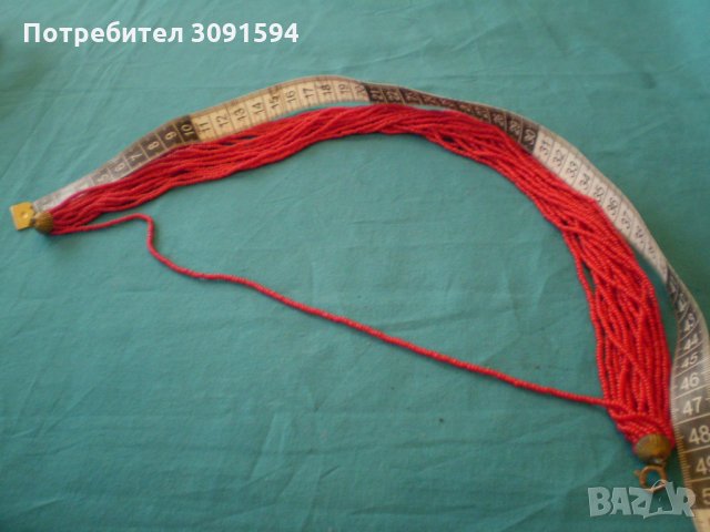  Старо Красиво Червено -стъклена Мъниста колие, снимка 5 - Колиета, медальони, синджири - 34084624