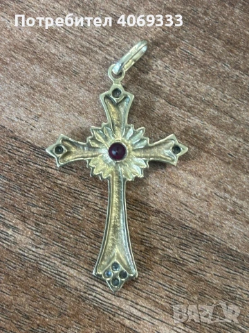 Стар златен Кръст с рубин 14к 5.96гр 5см , снимка 4 - Колиета, медальони, синджири - 50898227
