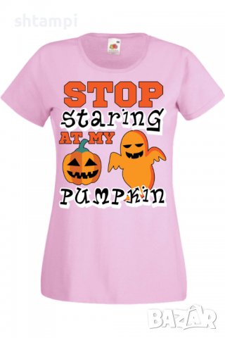 Дамска тениска Stop Staring At My Pumpkin 2,Halloween,Хелоуин,Празник,Забавление,Изненада,Обичаи,, снимка 10 - Тениски - 38138364