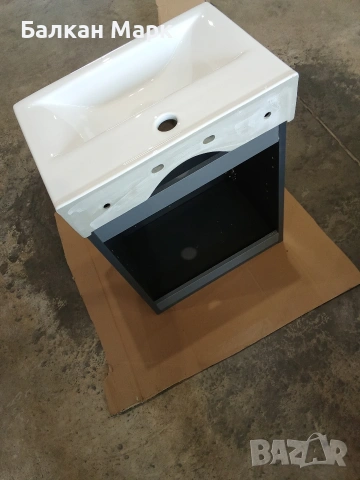 Комплект Шкаф за баня + Мивка Tiny 45 см – Антрацит , снимка 2 - Шкафове - 54156461