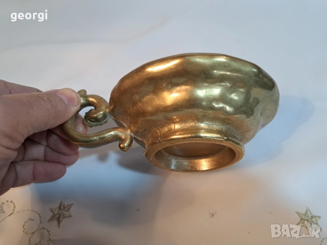 масивен бронзов свещник за голяма свещ 28/4, снимка 4 - Декорация за дома - 51941724