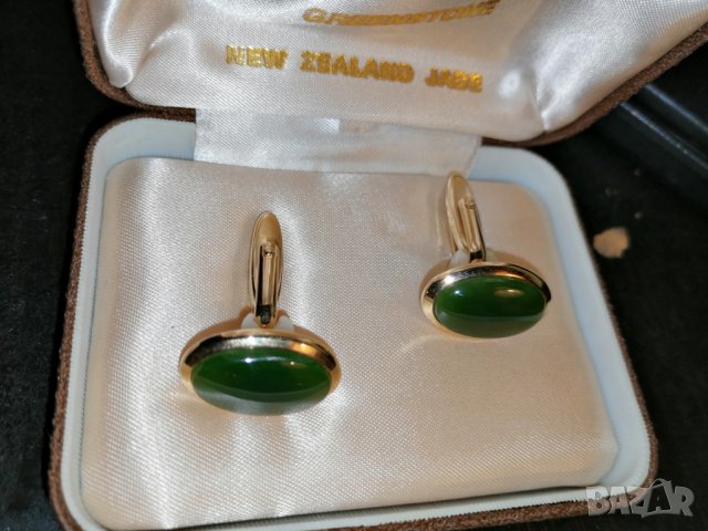 Мъжки позлатени копчета за ръкавели - Greenstone (Нефрит), снимка 6 - Други - 13659384