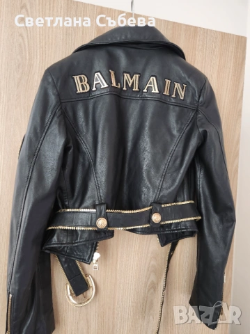 Кожено яке Balmain естествена кожа , снимка 5 - Якета - 53935351