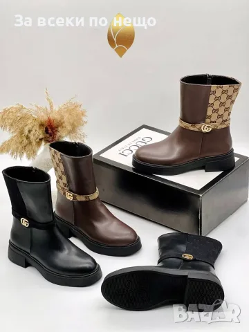 Gucci Дамски Боти Със Златиста Емблема - Черни Или Кафеви Код SK2284