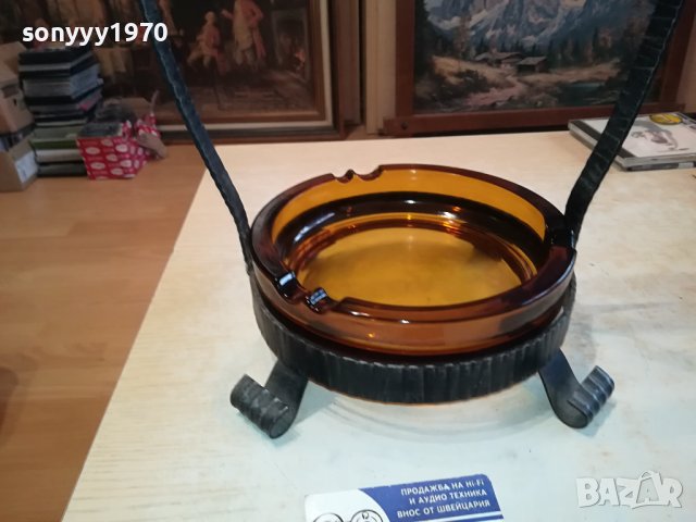 ПЕПЕЛНИК-МЕТАЛ И СТЪКЛО-ВНОС ГЕРМАНИЯ 2602240822, снимка 4 - Антикварни и старинни предмети - 44470860