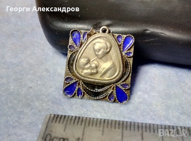 Старинна Емайлирана СРЕБЪРНА ИКОНКА Сребро 835 Ръчна Художествена Майсторска Работа КЛЕТЪЧЕН ЕМАЙЛ, снимка 5 - Антикварни и старинни предмети - 53979261
