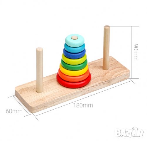  Ханойска кула - логическа игра за малки и големи; подарък за дете, момче момиче, снимка 1 - Игри и пъзели - 37767646