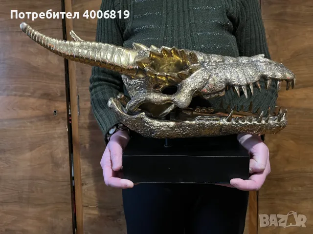 Декорация,скулптура глава на дракон от полиран бронз ХХL, снимка 8 - Декорация за дома - 49322064