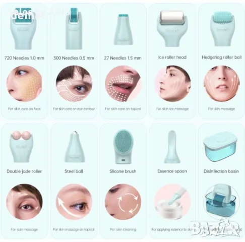 DermaRoller комплект 10 в 1 за лице, очи, скалп и тяло, снимка 3 - Други - 50032247