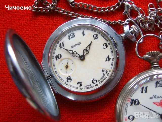 Стари оригинални механични джобни часовници Молния СССР, снимка 4 - Антикварни и старинни предмети - 52248666