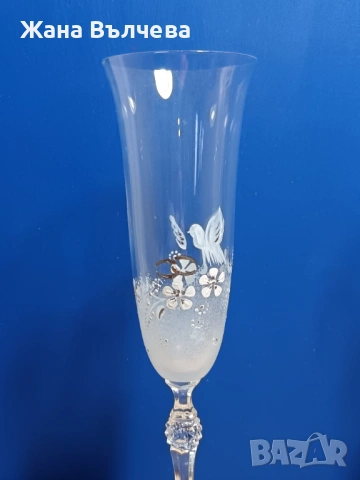 Сватбени ритуални чаши Е3 - ръчно рисувани, снимка 3 - Сватбени аксесоари - 54057520