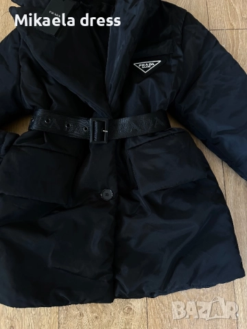 Прекрасно зимно яке от марката Pr с колан. Използвано, цветът му е черен.С,М Л размер, снимка 6 - Якета - 52544934