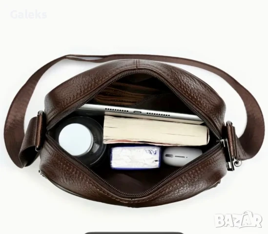 Ежедневно/Елегантна, Стилна и удобна мъжка чанта • Черна естествена кожа!, снимка 5 - Чанти - 50820029