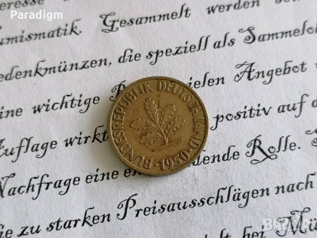 Монета - Германия - 10 пфенига | 1950г.; серия J, снимка 2 - Нумизматика и бонистика - 29078158