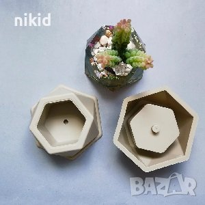 Голям шестоъгълник шестоъгълна кашпа саксия калъп силиконов молд форма гипс