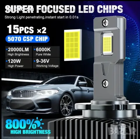 +800% d2s, d4s Led Super Bright автомобилни крушки, снимка 2 - Аксесоари и консумативи - 50027665