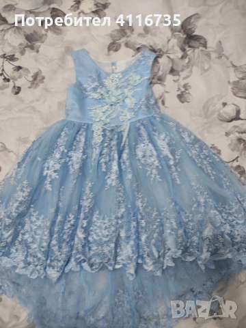 Детска рокля дантела синя, снимка 4 - Детски рокли и поли - 54068637