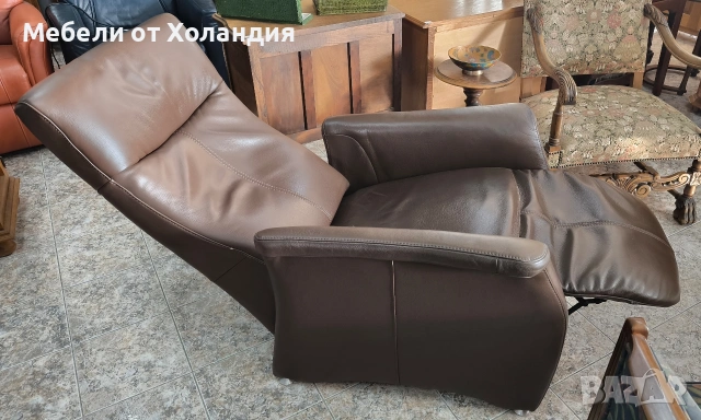 Голямо релакс кресло с естествена кожа, снимка 7 - Дивани и мека мебел - 53381909