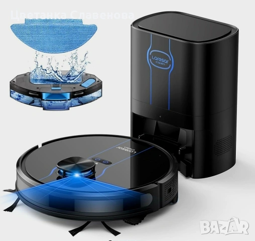 Прахосмукачка-робот Laresar L6 Nex с моп, със станция,ултра силно засмукване 3500 Pa ,100 мин.
