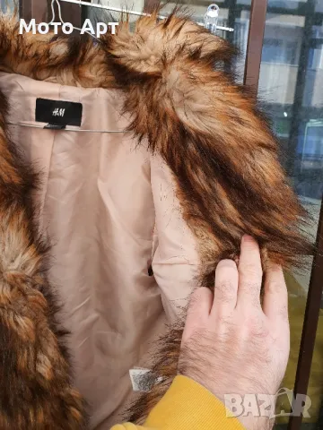 H & M Зимно Пухено Дамско Яке Тио Лисица с Косъм Размер S Якенце Животинско Лисица, снимка 3 - Якета - 48501348