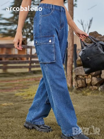 Нови ежедневни изпрани дамски дънки с много джобове, 2цвята , снимка 3 - Дънки - 42345871