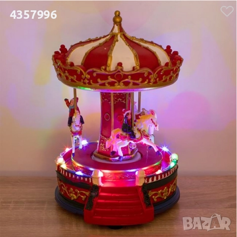 Коледна музикална въртележка, LED осветление, Червен, снимка 2 - Декорация за дома - 52490440