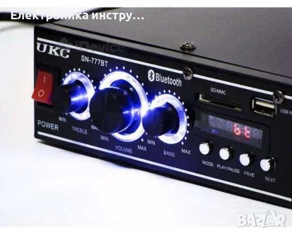 Мини стерео усилвател SN-777BT Bluetooth USB, снимка 4 - Друга електроника - 42376034