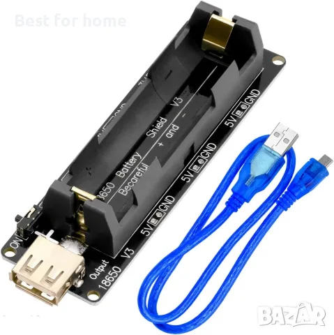 AZDelivery Разширителен щит за батерия, 18650, V3, с USB кабел