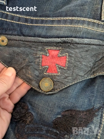 $229 Мъжки дънки Robin's Jean Mens Blue Denim Sz 38 W L 34" Red Cross Croco Made In USA , снимка 10 - Дънки - 53980755