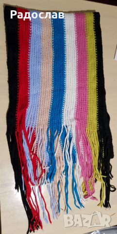 Шал дамски на райета вълнен, снимка 1