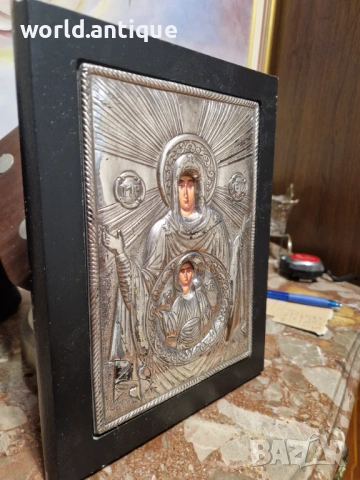 Страхотна антикварна сребърна икона със сертификат , снимка 5 - Антикварни и старинни предмети - 53913379