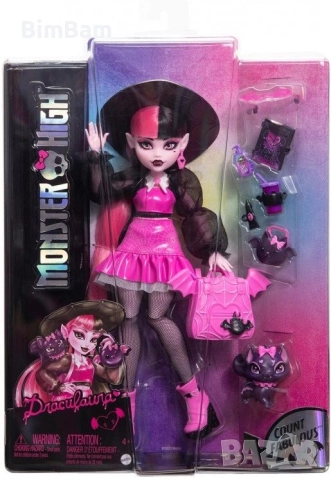 Оригинална кукла Monster High - Дракулора, с домашен любимец и аксесоари, снимка 2 - Кукли - 52497238