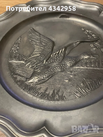 Калаена чиния за стена. (1950-1970 г.), снимка 4 - Антикварни и старинни предмети - 52892834