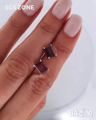 Сребърни обеци с топаз, гранат, аметист, перидот, цитрин и други естествени камъни