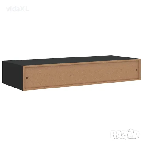 vidaXL Стенен рафт с чекмедже, черен, 60x23,5x10 см, МДФ, снимка 8 - Етажерки - 56146919