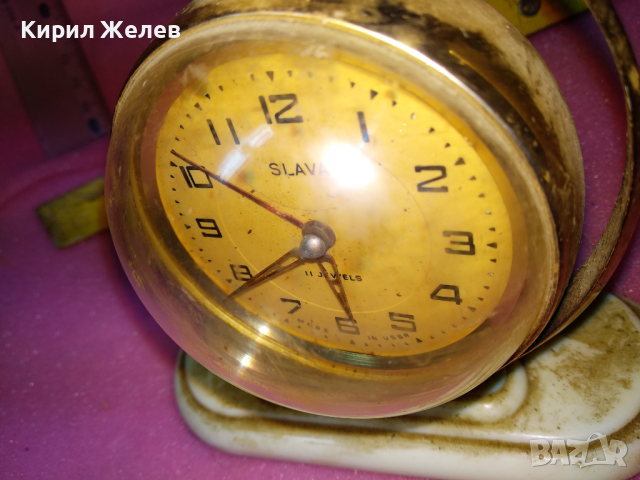 SLAVA MADE in USSR СЛАВА ГЛОБУС Стар РЯДЪК КОЛЕКЦИОНЕРСКИ РУСКИ БУДИЛНИК МЕХ. ЧАСОВНИК СССР 30501, снимка 6 - Антикварни и старинни предмети - 44545324