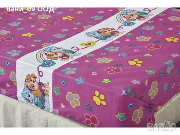 Чаршаф "Paw patrol" в бяло или розово