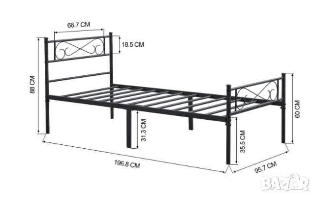 Метална рамка за легло 12965, снимка 6 - Спални и легла - 42874330